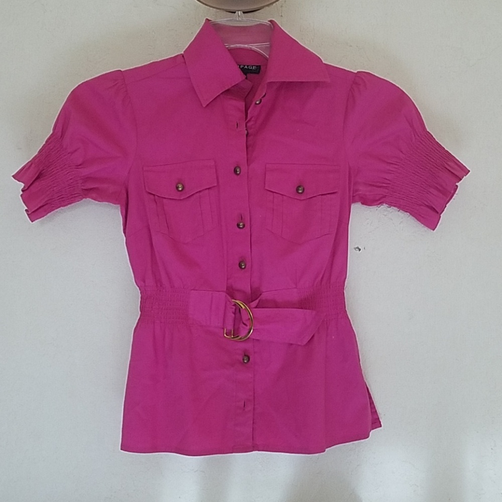 Bright Pink / Darling Blue Button Up Top